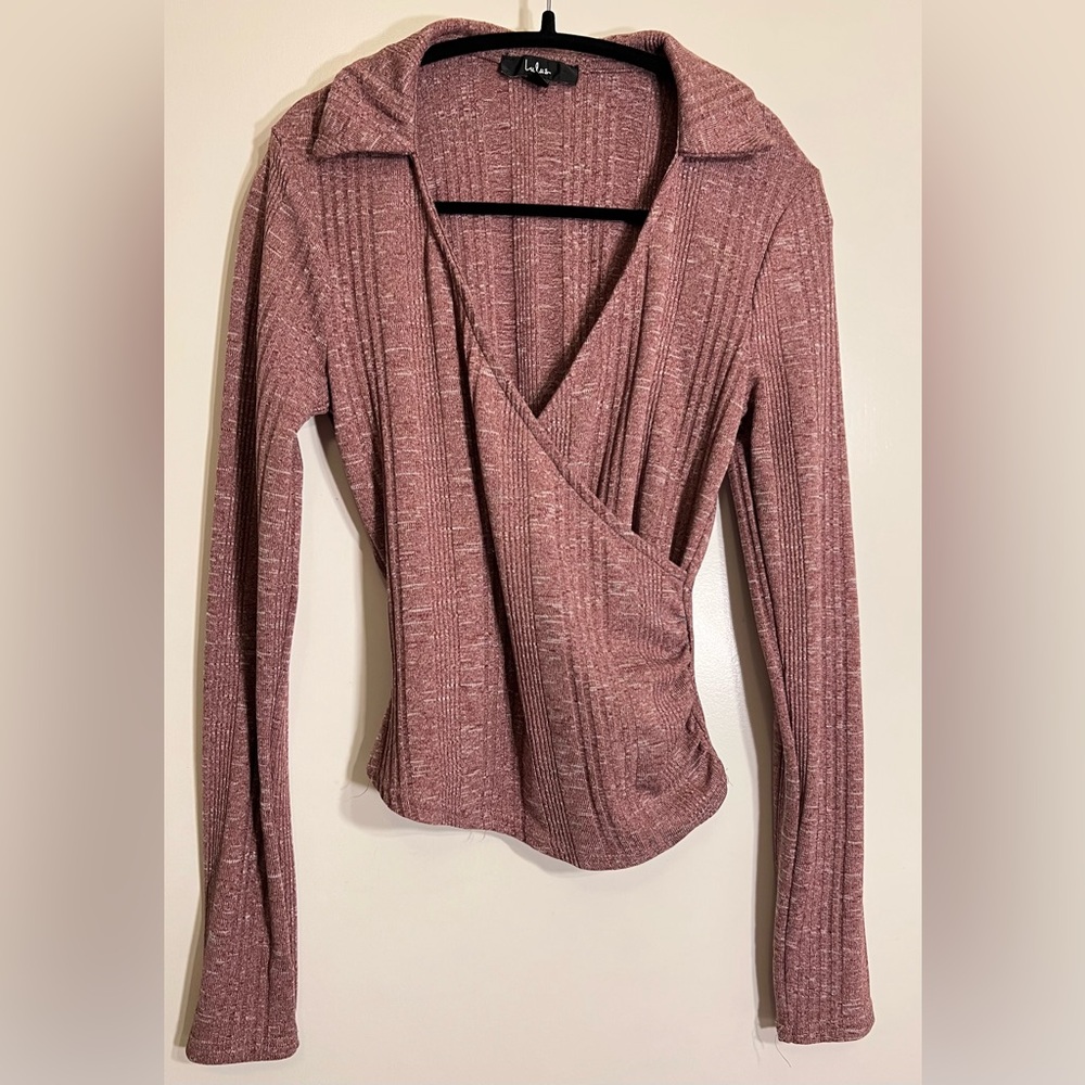 Lulu's Long Sleeve Pink Knit Top